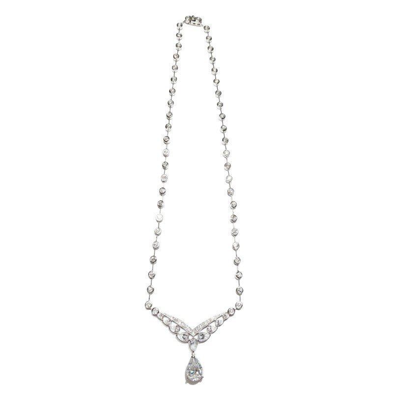 Moissanite Necklace in 925 Silver, Geometric Tennis Chain Evening Necklace for Women – view 5