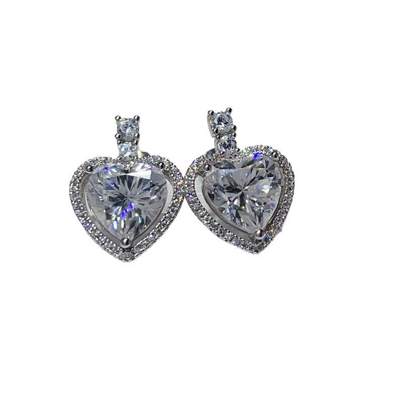 10 Carat D Color Heart Moissanite Halo Stud Earrings – view 5