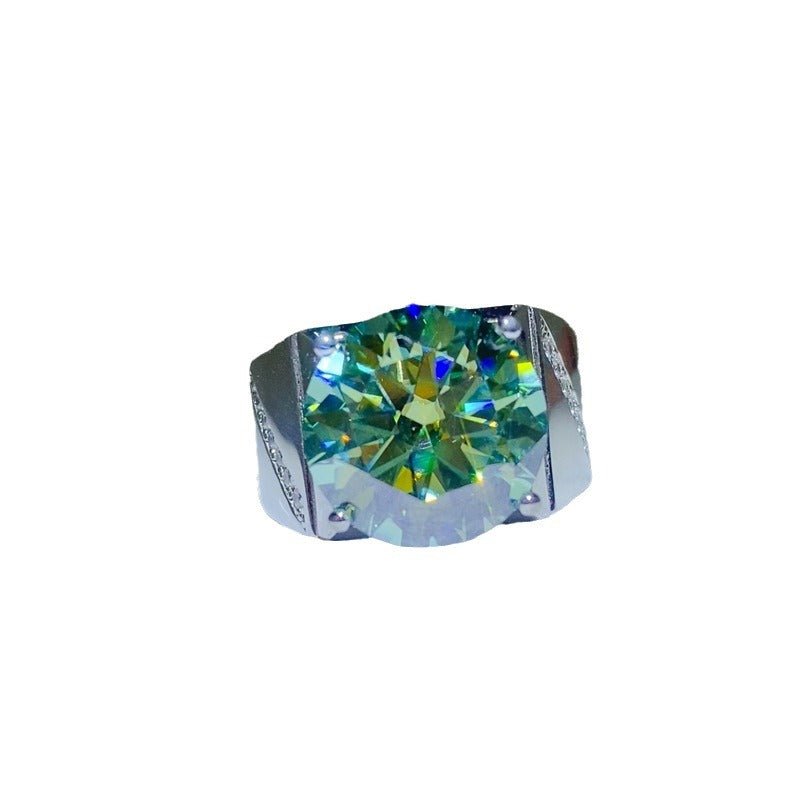 Men's Green Moissanite U-Shape Ring – image 5
