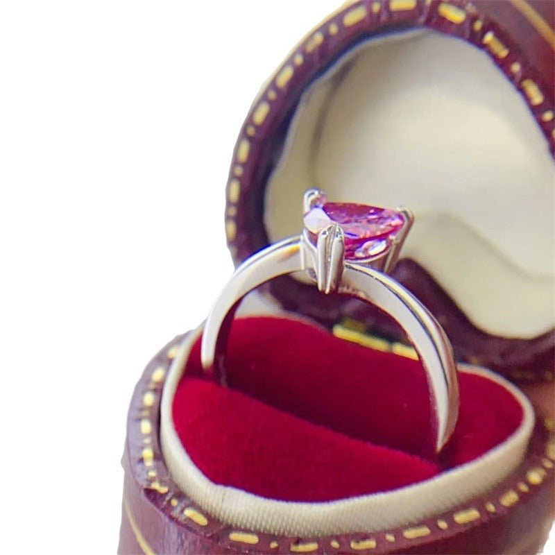 Pink Heart Moissanite Ring for Women - 1 Carat Heart Cut Promise Engagement Ring – view 5