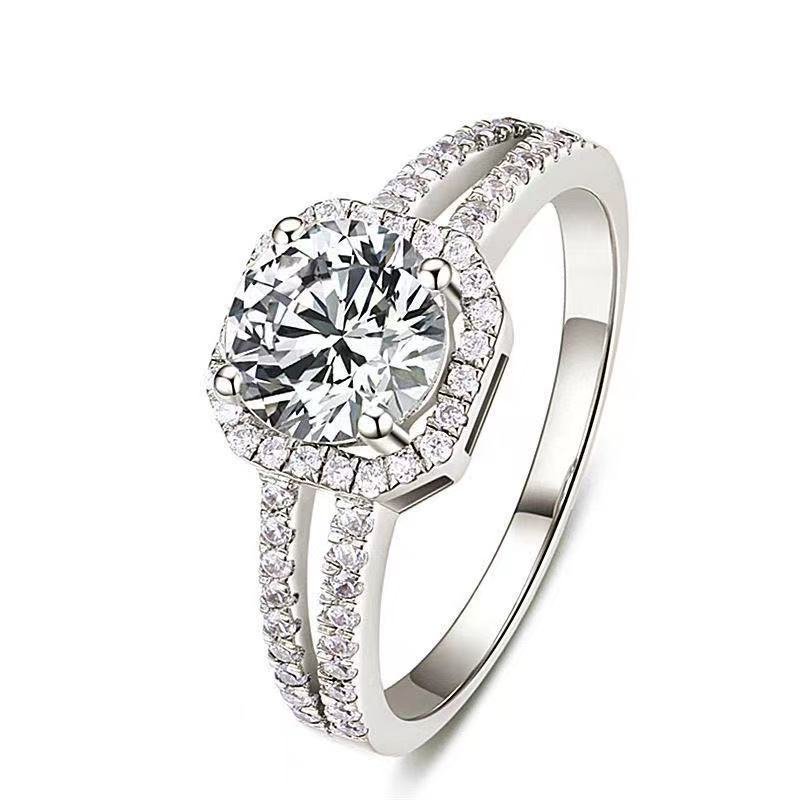 Moissanite Halo Ring for Women, Floral-Inspired Adjustable Open Engagement Ring – view 5
