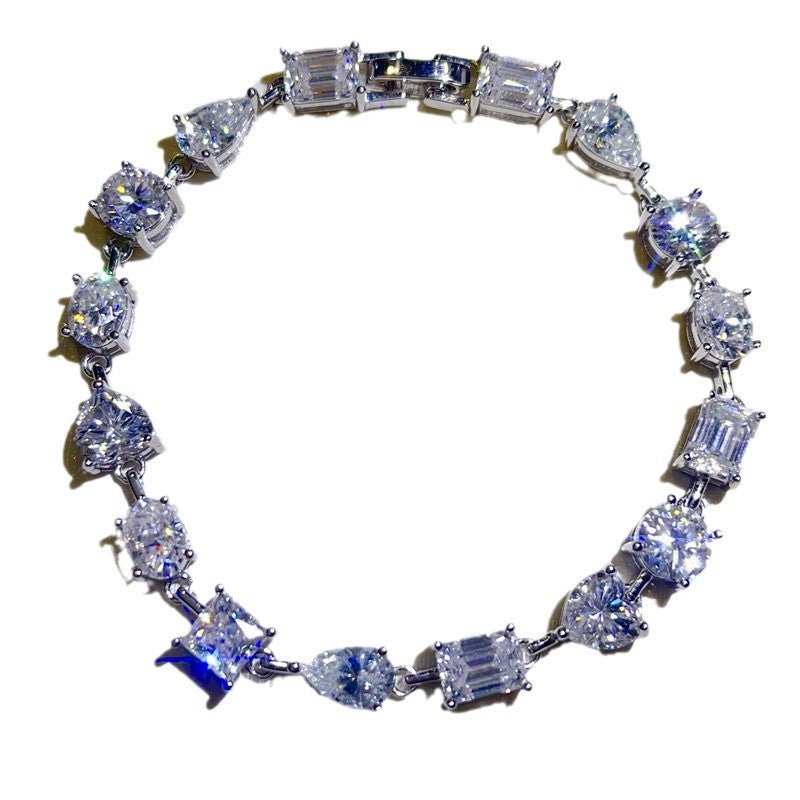 Moissanite Tennis Bracelet for Women, Mixed Shape Full Stone Bracelet 16cm 17cm 18cm – view 5