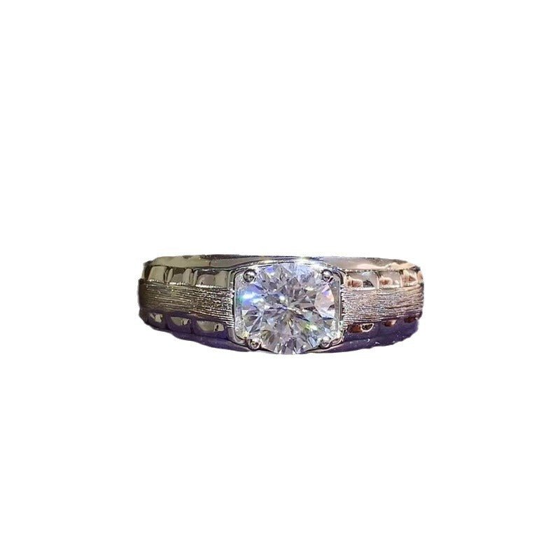 Men's Round Moissanite U-Shape Ring – image 5