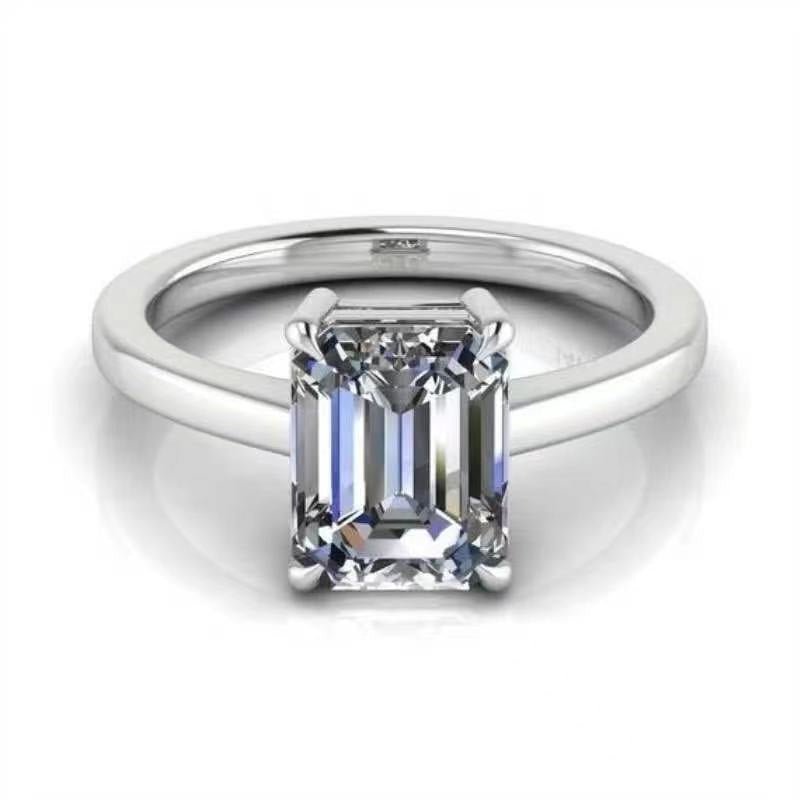 Emerald Cut Moissanite Solitaire Ring, Adjustable Engagement Ring for Women – view 5