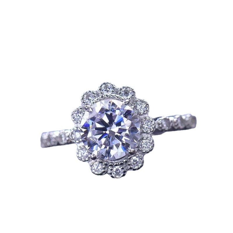Moissanite Halo Flower Ring for Women, Promise Engagement Ring, Size 8-19 – view 5