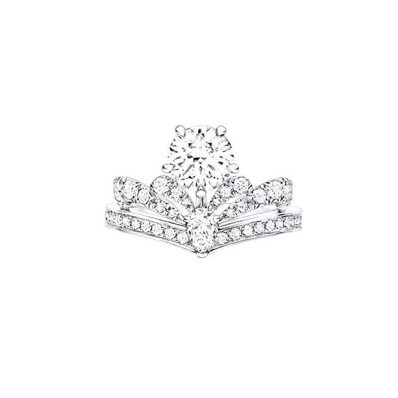 Crown Moissanite Ring for Women, Floral Halo Engagement Ring, 1 Carat Promise Wedding Ring – view 5