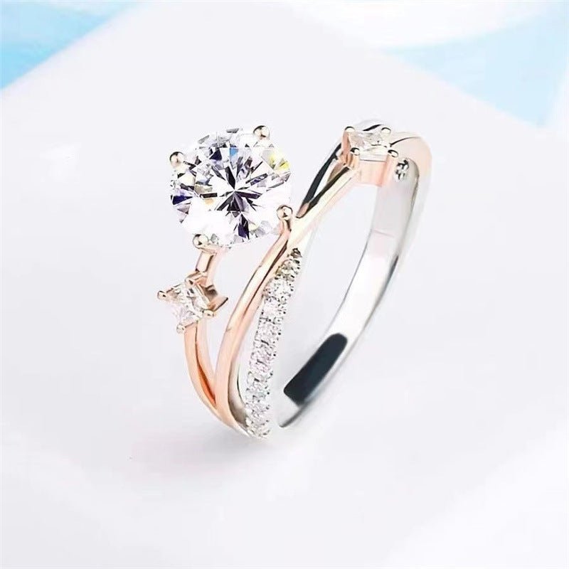 Two-Tone Floral Moissanite Ring for Women, Adjustable Promise Engagement Ring – view 5