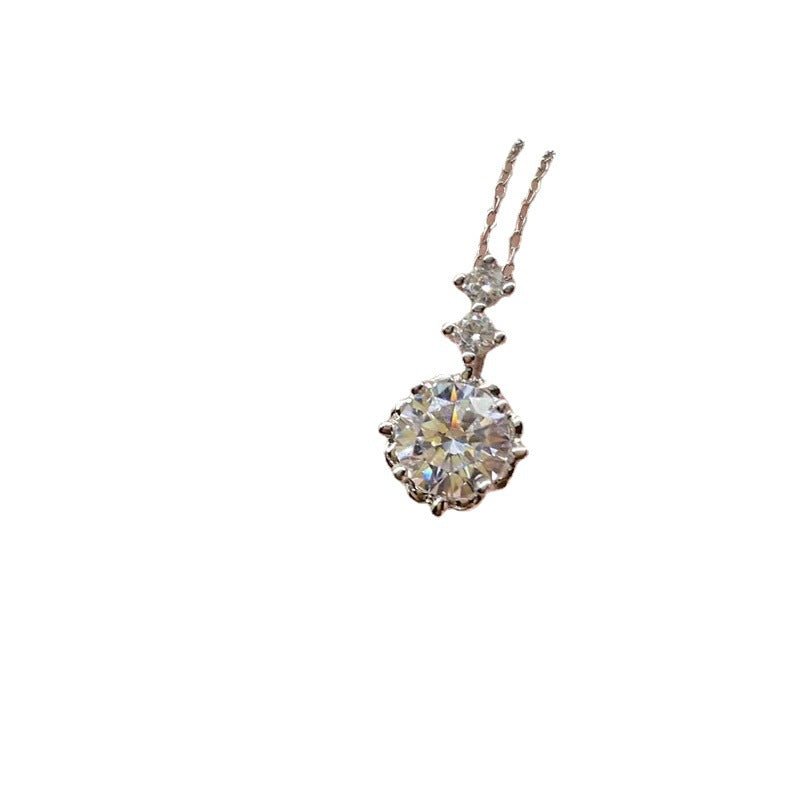 Moissanite Pendant Necklace, Round Cut Sparkle Pendant, 1ct 2ct Options – view 5