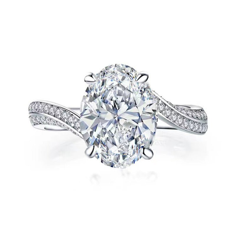 Oval 3 Carat Moissanite Ring for Women, Split Shank Engagement Ring, Size 9-19 – view 5