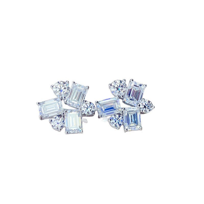 Moissanite Earrings, 8.2 Carat Cluster Ear Cuff Style Stud Earrings for Women – view 5