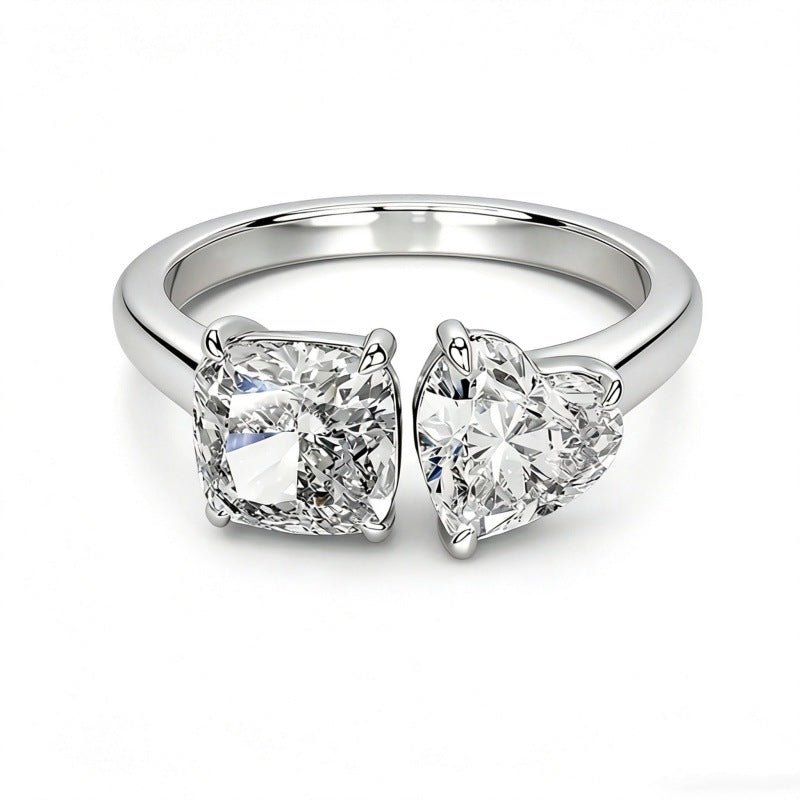 5 Carat Dual Stone Moissanite Ring for Women, VVS1 Geometric Open Ring, D Color Engagement Ring – view 5