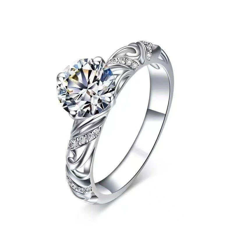 1 Carat Moissanite Ring for Women, Round Solitaire Engagement Ring with Pavé Accent Band – view 5