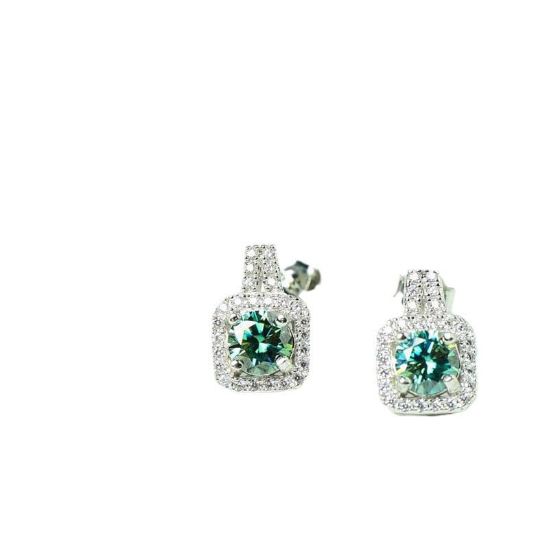 Geometric Halo Moissanite Stud Earrings – image 5