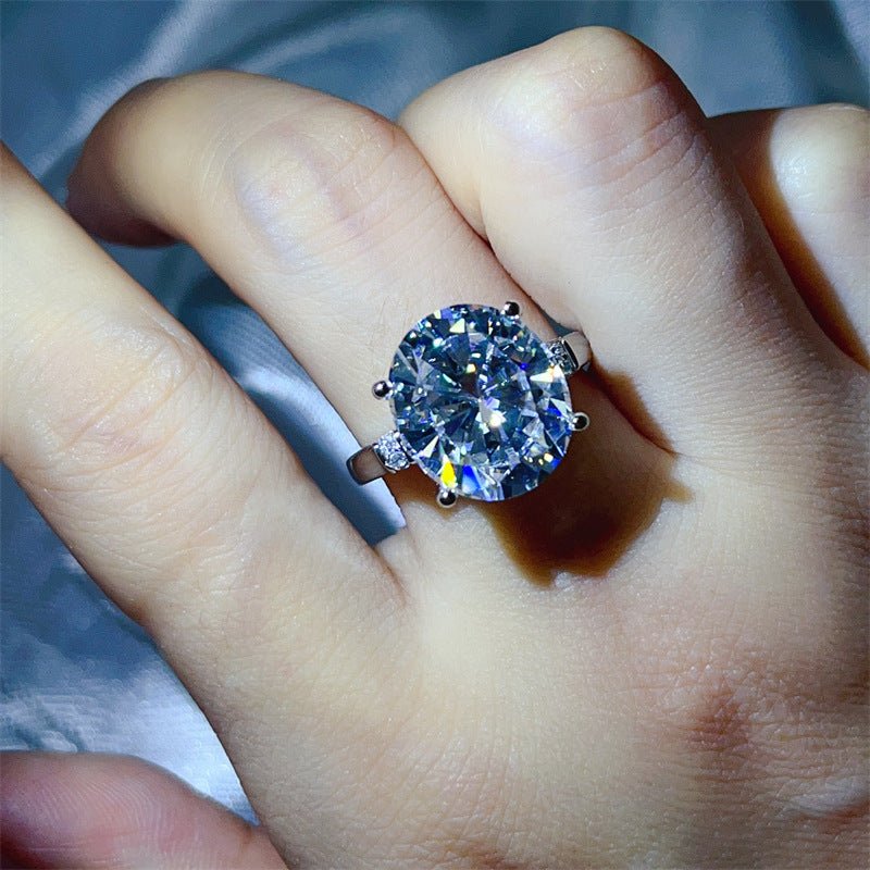 Oval Moissanite Ring for Women, 3 Carat Lace-Style Engagement Ring with Side Accent Stones – view 6