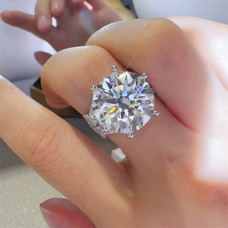 10 Carat Round Moissanite Ring for Women, Large Solitaire Engagement Ring, Fashion Wedding Ring – view 7