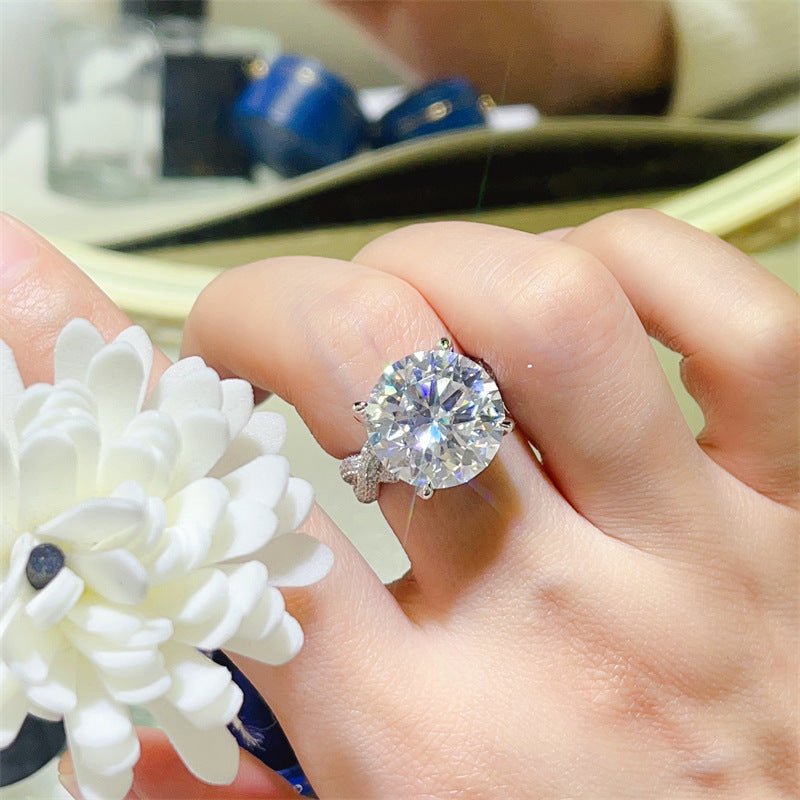 10 Carat Moissanite Halo Ring for Women, Geometric U-Shaped Statement Engagement Ring – view 6