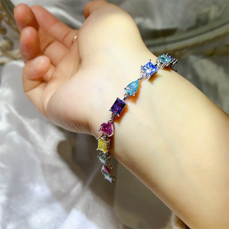 Colorful Irregular Stone Tennis Bracelet for Women, Full Link Bracelet in 16cm 17cm 18cm – view 6