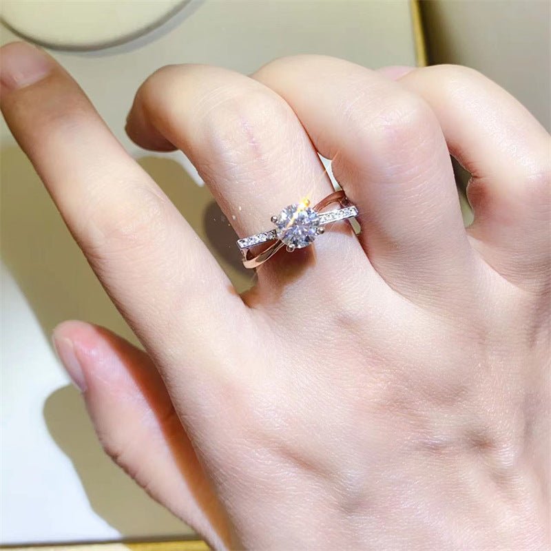 1 Carat Moissanite Ring for Women, U Shape Engagement Ring with White, Red or Blue Center Stone – view 6