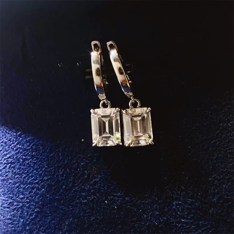 Emerald-Cut Moissanite Drop Hoop Earrings – image 6
