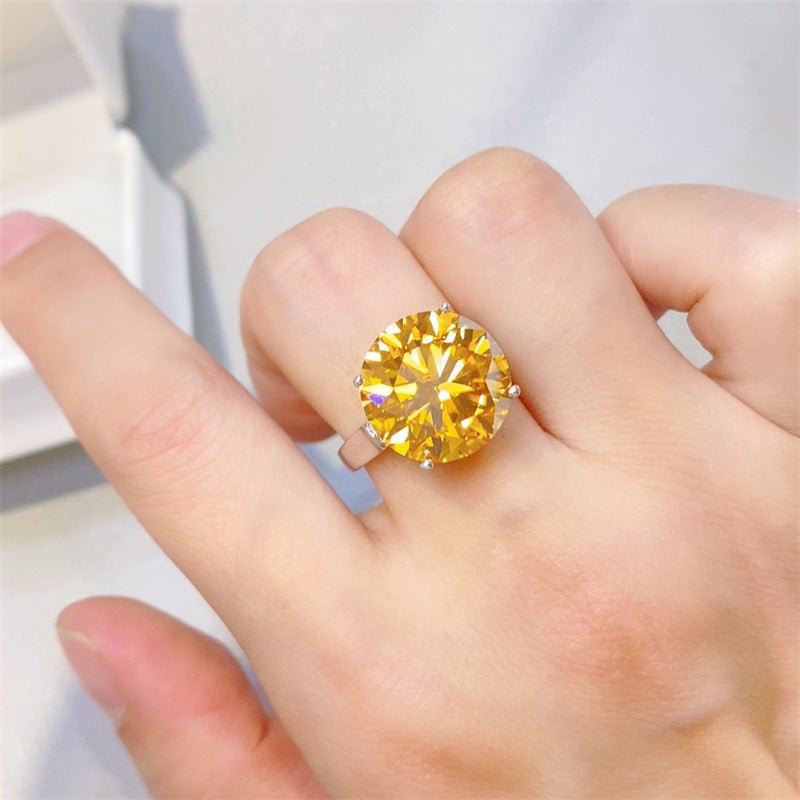 Yellow Moissanite Solitaire Ring for Women, Round Cut Engagement Ring, 1 Carat 2 Carat 3 Carat 5 Carat 10 Carat – view 6