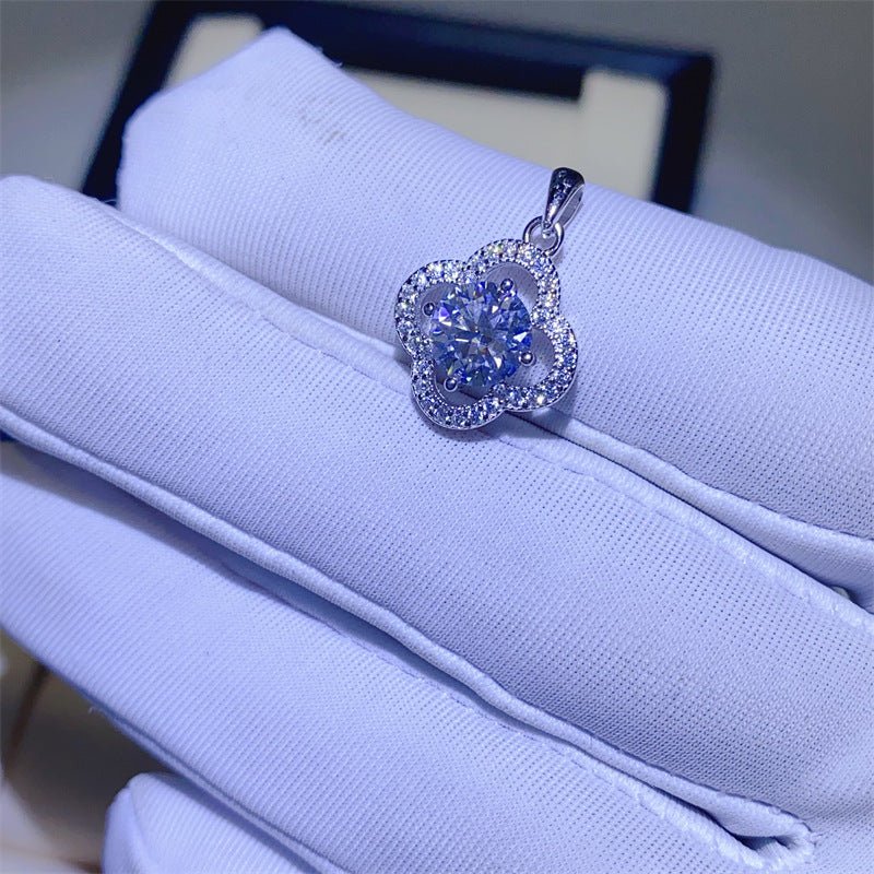 Moissanite Ring & Pendant Collection – U Shape Halo Ring, Swan, Clover and Solitaire Pendant Styles – view 7