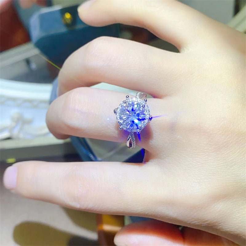 Floral Moissanite Halo Ring — view 7