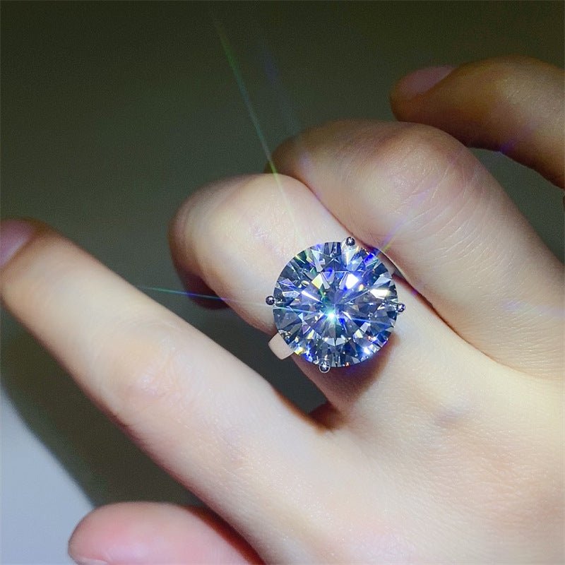 Round Moissanite Ring for Women, Six-Prong Solitaire Engagement Ring Style, Oversized Statement Promise Ring – view 6