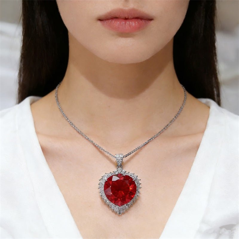 20 Carat Round Moissanite Halo Pendant Necklace, Large Color Stone Statement Necklace – view 10