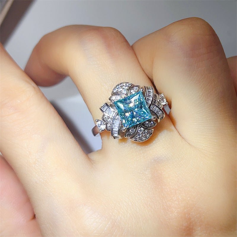 2 Carat Princess Cut Moissanite Ring for Women, VVS1 Statement Engagement Ring with White or Green Center Stone – view 7