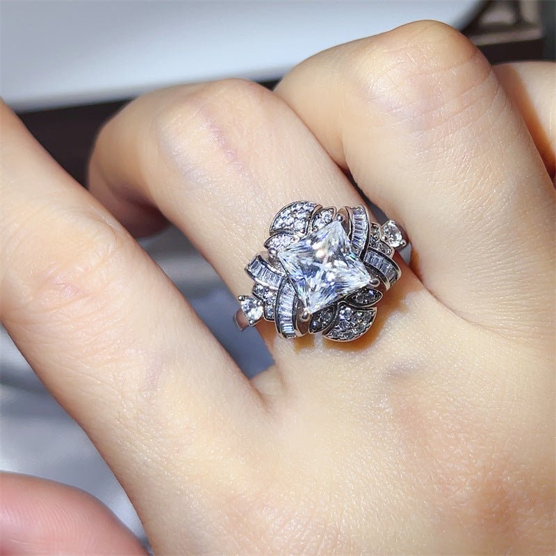 2 Carat Princess Cut Moissanite Ring for Women, VVS1 Statement Engagement Ring with White or Green Center Stone – view 6
