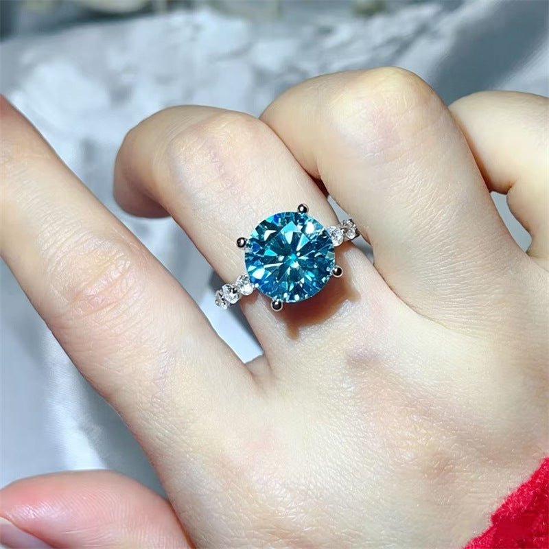 Moissanite Ring for Women, 3 Carat & 5 Carat Round Solitaire Halo Style Engagement Ring – view 7