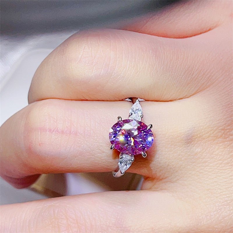 3 Carat Oval Moissanite Ring for Women with Pear Accent Stones – view 9