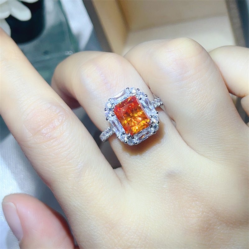 3 Carat Yellow Radiant Cut Moissanite Halo Ring for Women – view 6