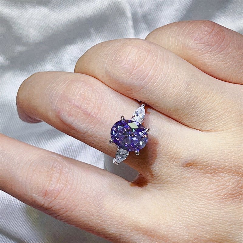 3 Carat Oval Moissanite Ring for Women with Pear Accent Stones – view 12