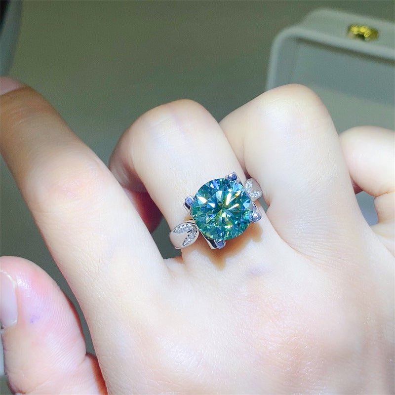 Green Moissanite Ring for Women, 3 Carat or 5 Carat Geometric Solitaire Engagement Ring – view 6