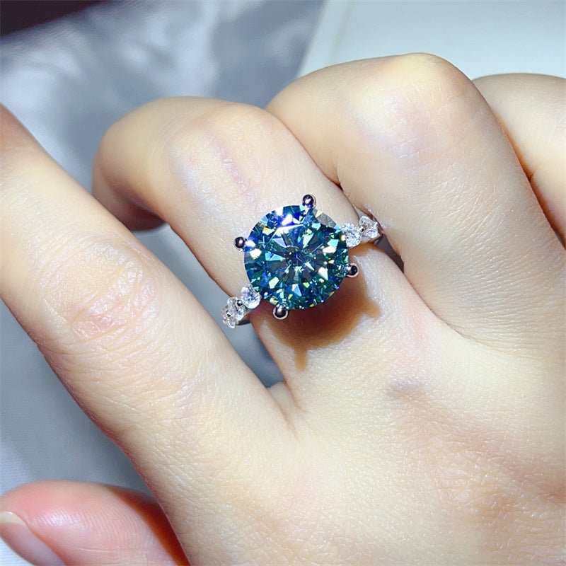 Moissanite Ring for Women, 3 Carat & 5 Carat Round Solitaire Halo Style Engagement Ring – view 17