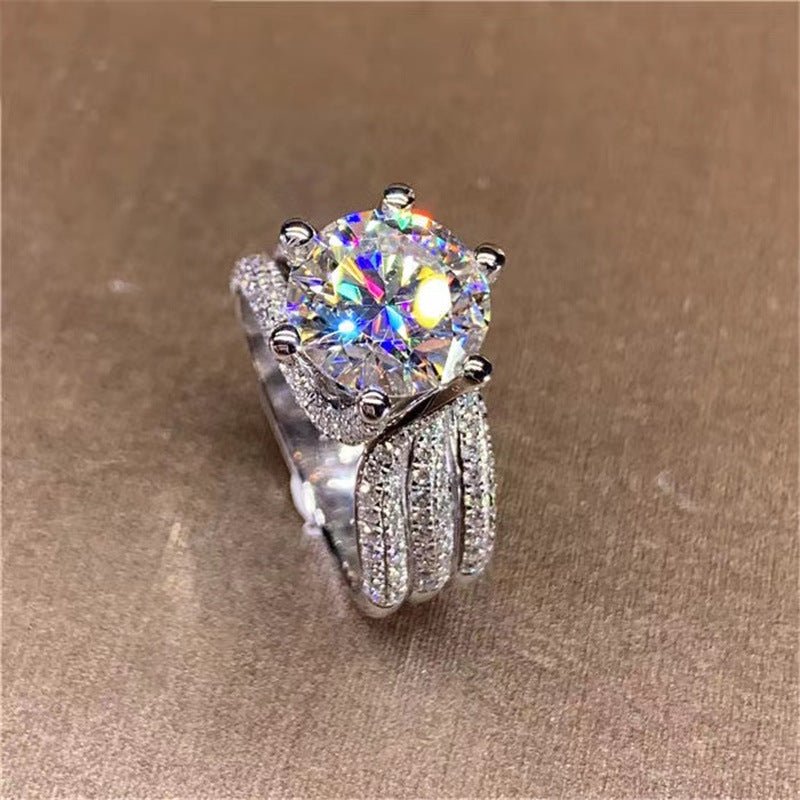 VVS Moissanite Ring for Women, Round Halo Style Engagement Ring, Split Shank Wedding Ring, 3 Carat or 5 Carat – view 6