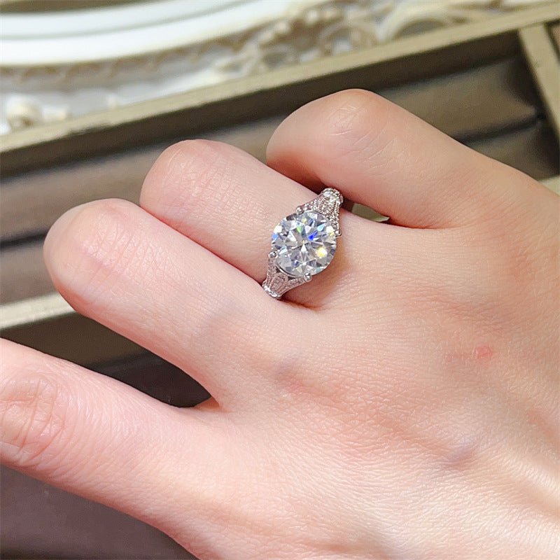 3 Carat Moissanite Ring for Women, Lace-Inspired Halo Engagement Ring – view 6