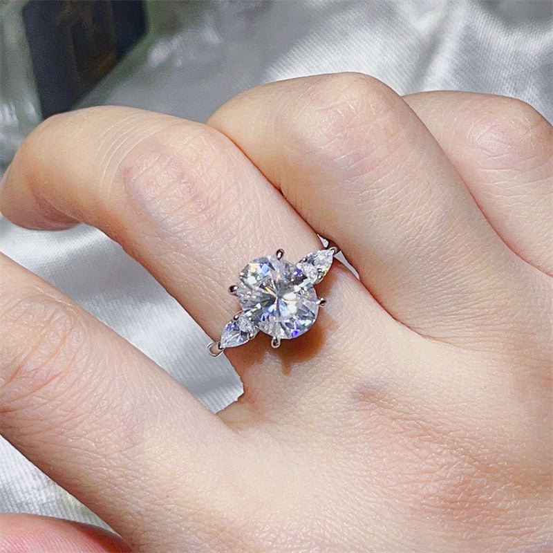 3 Carat Oval Moissanite Ring for Women with Pear Accent Stones – view 8
