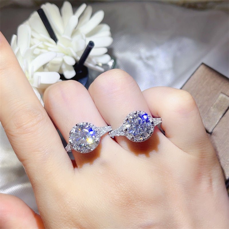 Moissanite Halo Engagement Ring for Women, U-Shaped Geometric Wedding Ring, 1 Carat 2 Carat 3 Carat Ring – view 9