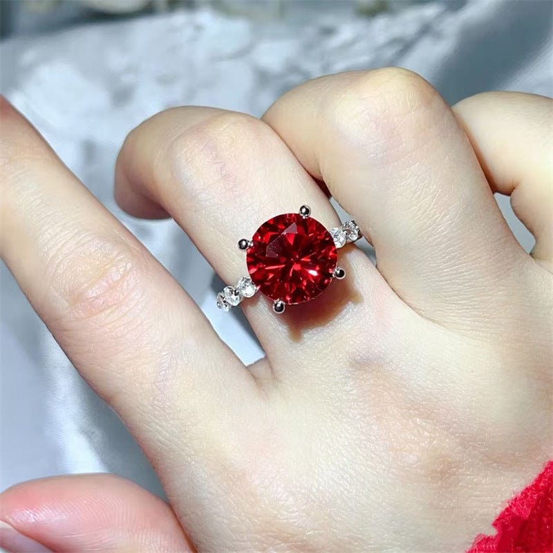 Moissanite Ring for Women, 3 Carat & 5 Carat Round Solitaire Halo Style Engagement Ring – view 18