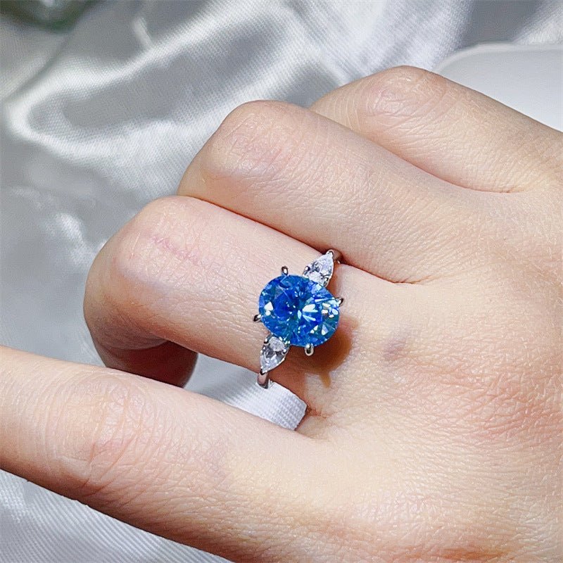 3 Carat Oval Moissanite Ring for Women with Pear Accent Stones – view 7