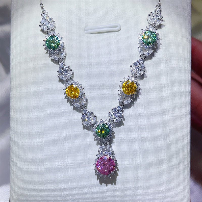 Colorful Moissanite Drop Pendant Necklace for Women, Tear Drop Evening Collar Necklace – view 6