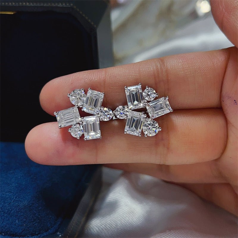 Moissanite Earrings, 8.2 Carat Cluster Ear Cuff Style Stud Earrings for Women – view 6