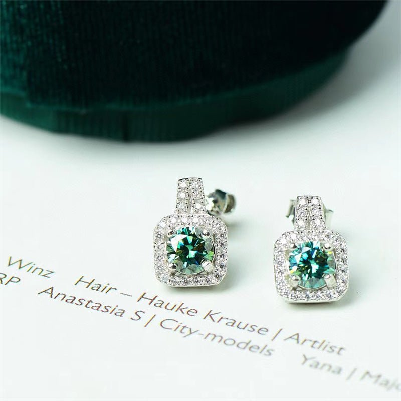 Geometric Halo Moissanite Stud Earrings – image 6