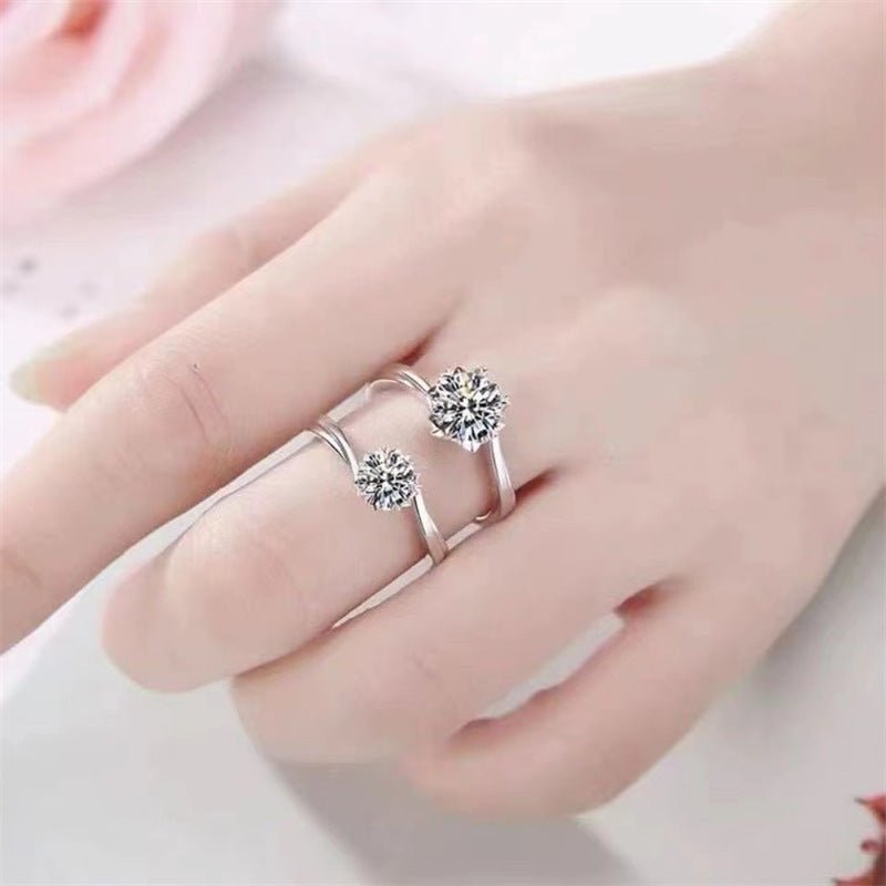 Moissanite Ring for Women, Six-Prong Solitaire Engagement Ring, Wave Band U-Shape Promise Ring, 0.5 to 5 Carat – view 6