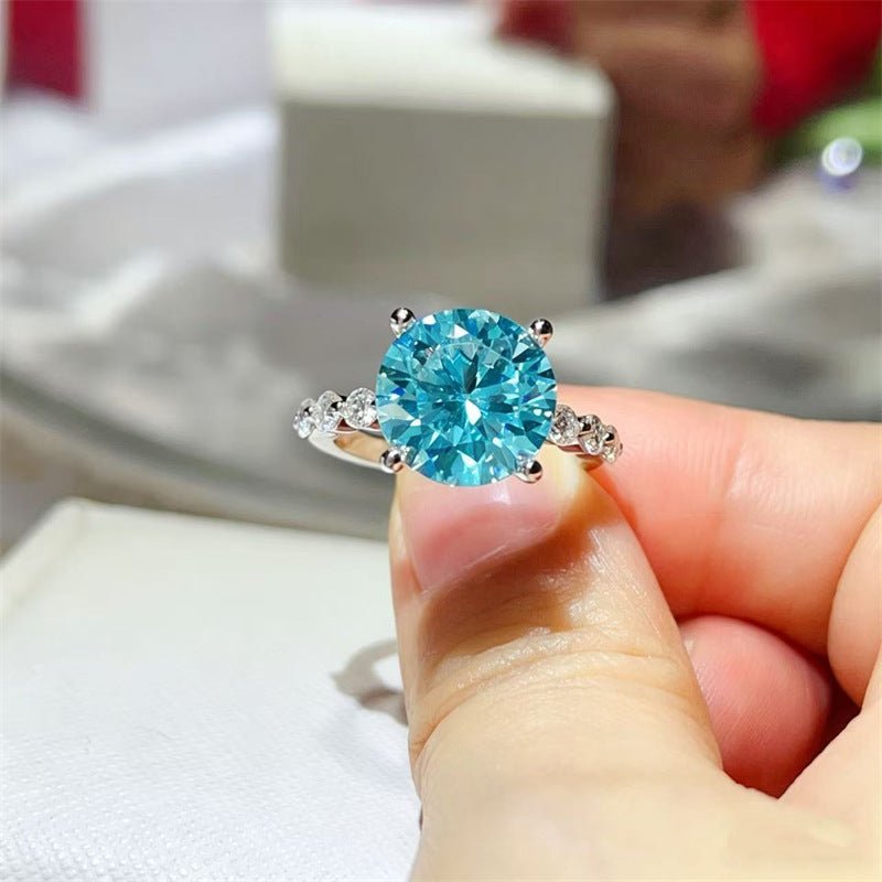 Moissanite Ring for Women, 3 Carat & 5 Carat Round Solitaire Halo Style Engagement Ring – view 14