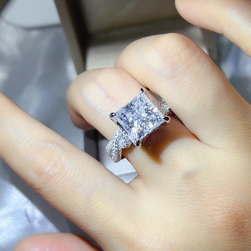 5 Carat Princess Cut Moissanite Ring for Women, Geometric Square Engagement Ring – view 6
