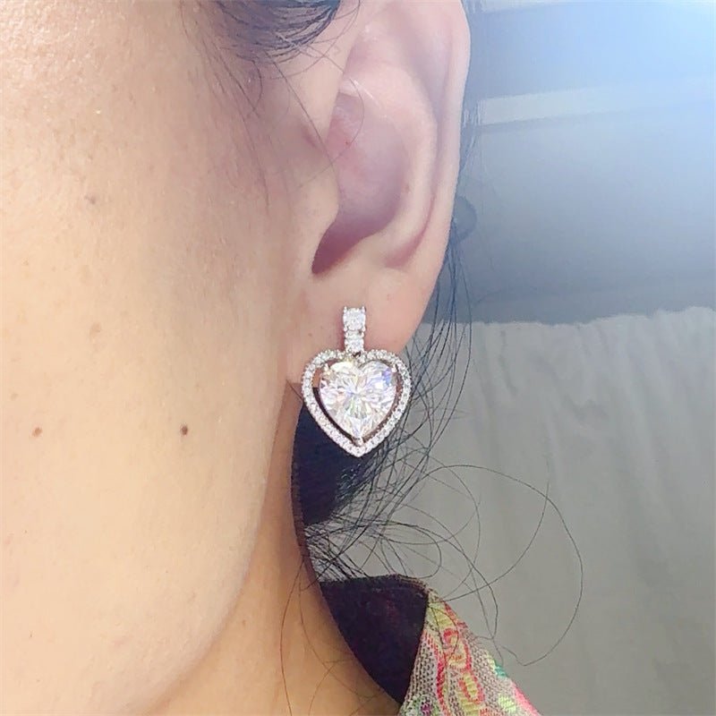 10 Carat D Color Heart Moissanite Halo Stud Earrings – view 6