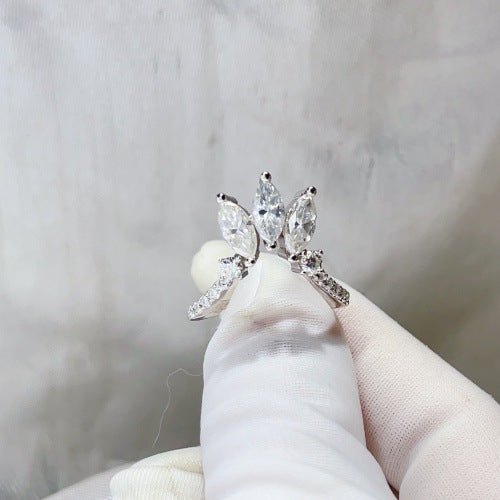 925 Silver Marquise Moissanite Ring for Women, 5 Carat Statement Ring Set, U-Shaped Stackable Engagement Style Ring – view 9